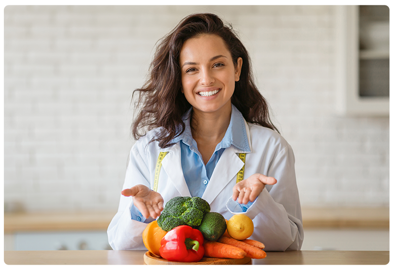 nutritionist with healthy food